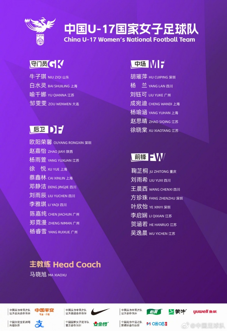 U-17女足第七期集训定档 8月5日上海开练 U-17女足第七期集训定档 8月5日上海开练