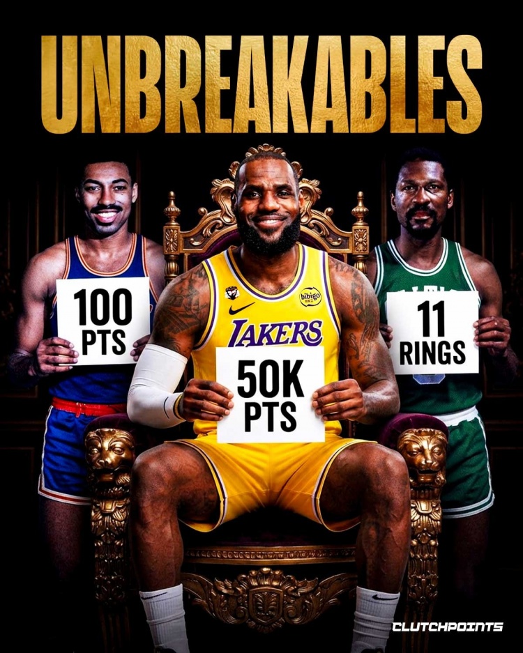 美媒晒NBA三大不可破纪录 詹姆斯总分51961居首